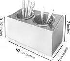 Flatware Organizers Stainless Steel Cylinder Flatware Silverware Utensil Holder Organizer Caddy (2 holes)