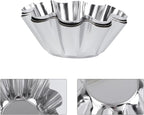 Mikinona 6pcs Stainless Steel Flower Tart Pans Non-stick Tart Muffin Cups for Baking Desserts for Cupcakes Egg Tarts and Diy Parties