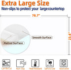 Warome Silicone Mat,78.7”x 23.6” Heat Resistant Mats for Countertop,Extra Large Countertop Protector Mat, Cuttable Kitchen Counter Mat, Silicone Mats for Kitchen Counter/Crafts- White Translucent