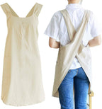 NEWGEM Japanese Linen Cross Back Cooking Aprons for Women Men with Pockets Cute for Baking Kitchen