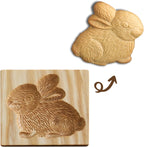 Wooden Cookie Biscuit Mold, 3D Baking Mold, Embossing Craft Decorating Baking Tool, Suitable for Halloween Thanksgiving Christmas Kitchen DIY (Rabbit 10 * 10 * 2)
