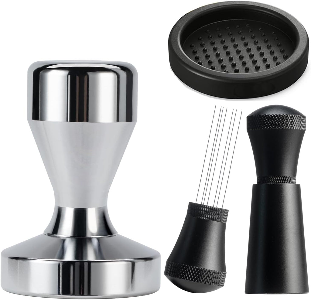 Espresso Accessories Kit WDT Tool: 51mm Espresso Tamper Set Espresso Tools Barista Tools Espresso Kit Including WDT Tool Espresso, 51mm Tamper with Tamper Mat | Espresso Bar Accessories Coffee Tools