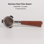 Bottomless Portafilter 54mm Compatible for Breville Barista Express, Pro, Touch, and Impress | Wooden Handle