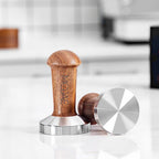 MOJAE 58.5mm Espresso Tamper, Coffee Tamper, Espresso Press Tool with 304 Stainless Steel Flat Base and Walnut Wooden Handle for Barista Espresso Machines, Fits for 58mm Portafilter