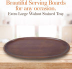 Woodard & Charles Extra Large Oval Serving Tray – Walnut-Stained Wood Platter for Kitchen, Dining, Parties & Home Décor