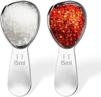 Coffee Scoop Set, 1 Tablespoon Stainless Steel Measuring Spoon for Ground Coffee, Protein Powder, Sugar & Beans, Short Handle, 2 Pieces, Fits in Canisters