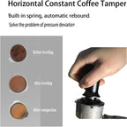 53mm Espresso Tamper, Premium Barista Coffee Tamper with Calibrated Spring, Stainless Steel Base, for Breville Series 54mm Portafilter Basket, Adjustable Depth, Espresso Manual Tamper (Black)