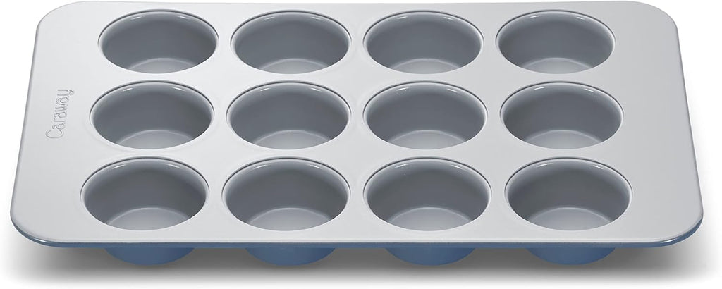 Caraway Non-Stick Ceramic 12-Cup Muffin Pan - Naturally Slick Ceramic Coating - Non-Toxic, PTFE & PFOA Free - Perfect for Cupcakes, Muffins, and More - Slate
