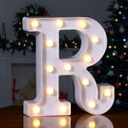 Foaky LED Letter Lights Sign Marquee Light Up Letters Sign for Night Light Wedding/Birthday Party Battery Powered Christmas Lamp Home Bar Decoration(R)
