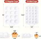 CAKETIME 12 Cups & 24 Cups Silicone Muffin Pan with Metal Frame, Regular & Mini Muffin Pan Set for Baking 2 Pack