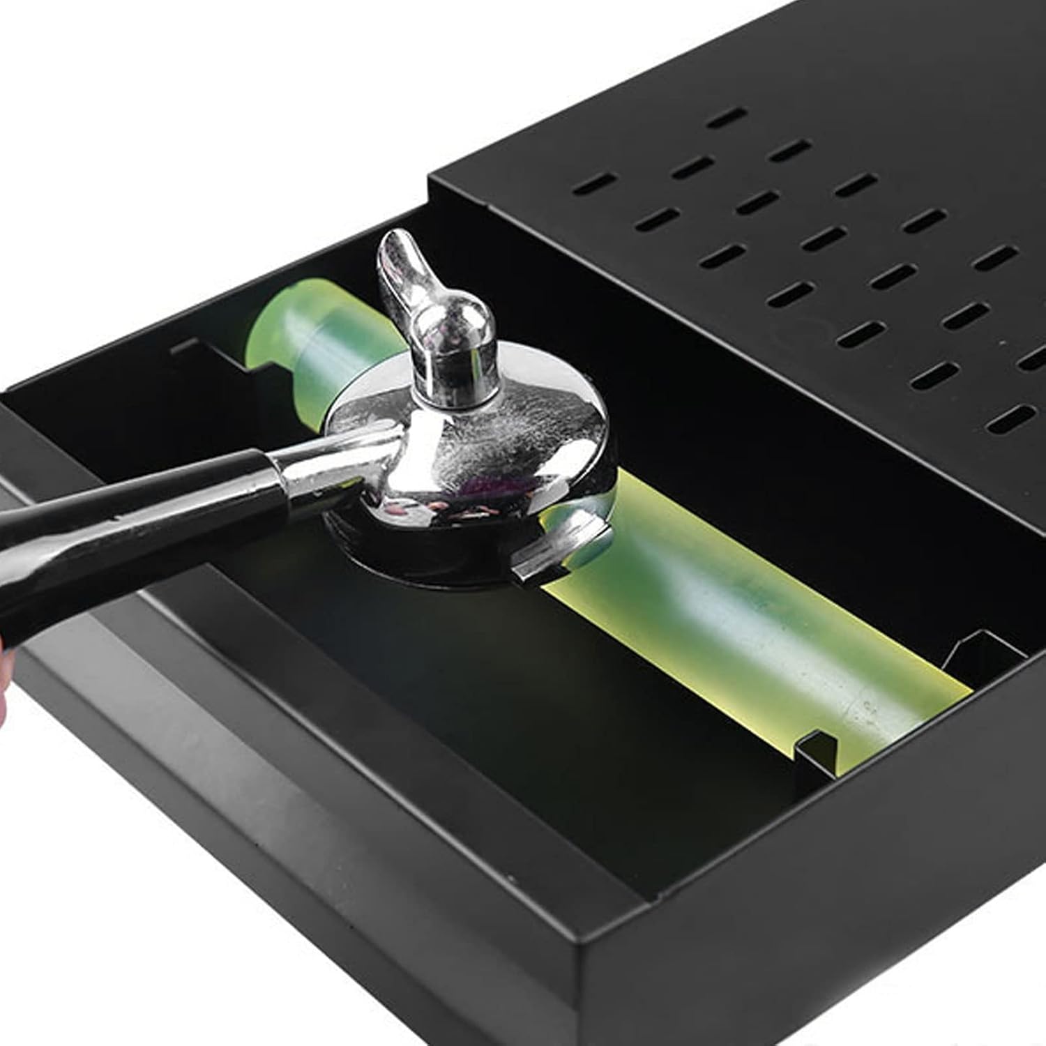 Espresso Coffee Knock Box Drawer Stainless Steel Detachable Coffee Knock Box with Rod Knock Box Tamping Station for Cafe Home(black)