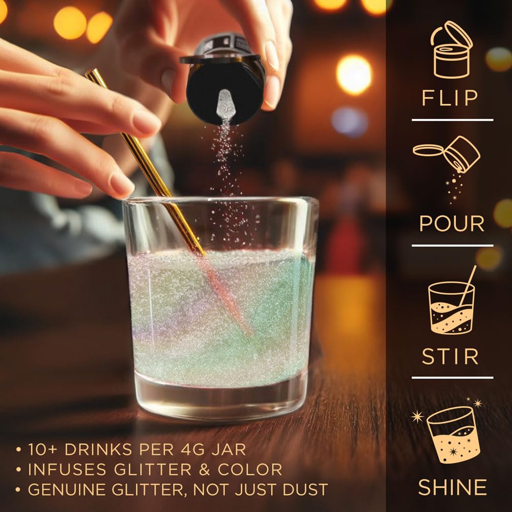Brew Glitter Iridescent Gold Edible Drink Glitter 1x 4g Jar for Cocktails, Beer, & Beverages