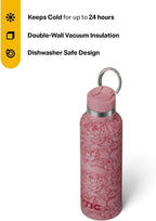 RTIC 20oz Journey Bottle Metal Stainless Steel Vacuum Insulated, BPA Free, Reusable, for Water, Hot and Cold Drinks, Travel, Sports, Camping, Pink Peonies