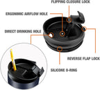 HAUSHOF 24 oz Travel Mug, Stainless Double Wall Vacuum Insulated Tumbler with Handle & Spill Proof Twist On Flip Lid and Wide Mouth, BPA Free (Navy Blue)