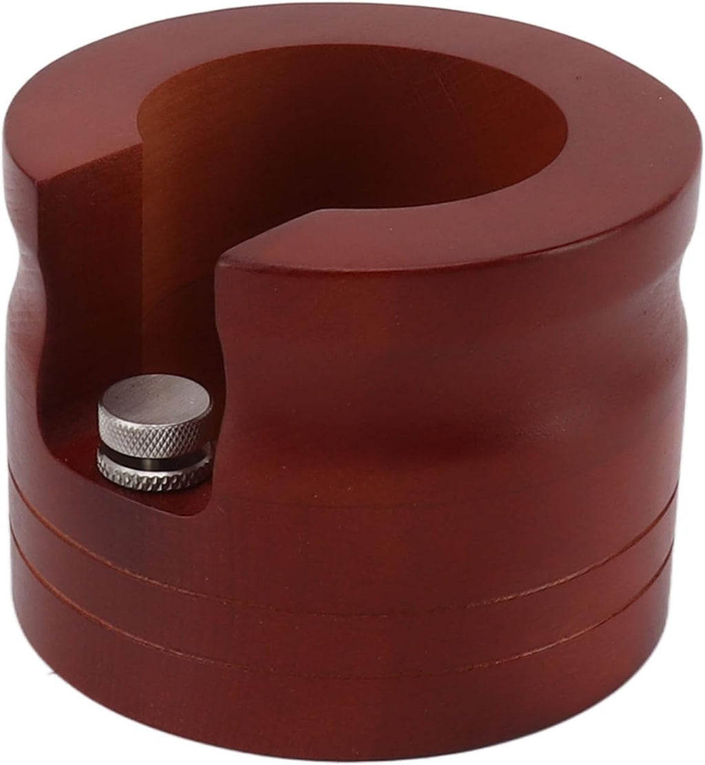 Elegant Wooden Coffee Portafilter Holder Stand Round Red Bottomless Portafilter Tamping Station for Home Bar (51mm/54mm, 58mm) (58mm)