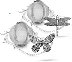 2pcs Tea Infuser,Loose Leaf Tea Steeper Tea Strainer with Charm Handmade Dragonfly Butterfly Pendant Tea Ball Tea Filter Tea Infusers for Loose Tea