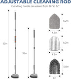 SetSail Floor Scrub Brush, 3-In-1 Tile Tub Floor Scrubber with 52-inch Adjustable Long Handle Shower Cleaner Brush and 4 Detachable Replacement Brush Heads for Cleaning Bathroom Kitchen Tub Tile, Grey