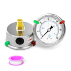 0-30psi Stainless Steel Glycerin Liquid Filled Pressure Gauge 1/4" NPT 2.5" Face Dial Center Back Mount, for Water, Oil and Air Pressure Testing (with Range Mark Pointer)