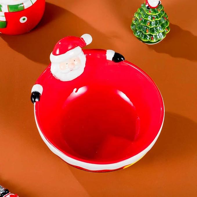 Large Ceramic Santa Candy Bowl – Christmas Decorative Snack Dish for Holiday Table Centerpiece, Santa Claus Shaped Holiday Treat Bowl for Parties, Kitchen, or Living Room Decor