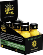 Blaze n Chill Golden Boom Mushroom Shot – Focus & Endurance Drink with Lion's Mane, Cordyceps, B-12 & Ginseng – Natural Mushrooms - Lemon Ginger (2fl oz, 6 Pack)