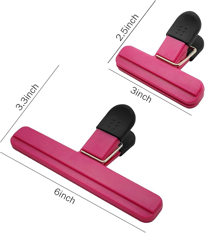 Chip Bag Clips 9pcs Air Tight, Heavy Duty, Sturdy Plastic Clips for Food Storage Assorted Sizes Food Bag Clips for Kitchen Snacks