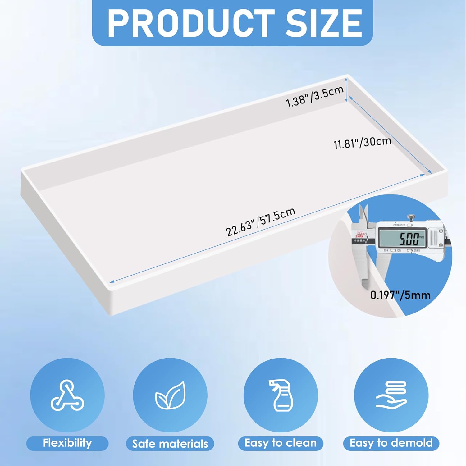Extra Large Epoxy Resin Mold 22.63x11.81x1.38in, Reusable Resin Molds for River Table, Coffee Table, Trays, Cutting Boards, DIY Resin Art
