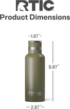 RTIC 16oz Journey Bottle Metal Stainless Steel Vacuum Insulated, BPA Free, Reusable, for Water, Hot and Cold Drinks, Travel, Sports, Camping, Olive