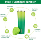 BJPKPK 34oz Tumbler With lid And Straw Stainless Steel Travel Coffee Mug Insulated Tumblers Cups,Bamboo Grove