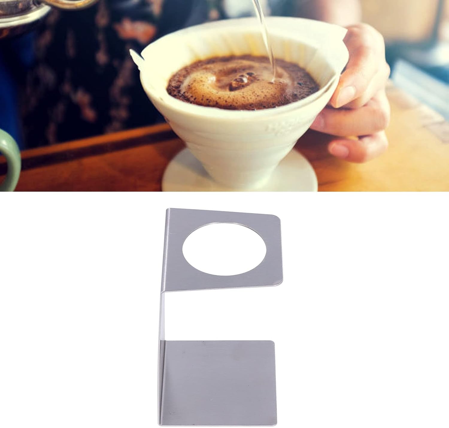 Pour over Coffee Dripper Stand, Filter Cup Holder, Samll Size Light Durable Stainless Steel Reusable Pour over Coffee Dripper Stand for Cone Filters(Steel Color)