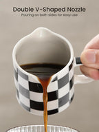 Espresso Cups, 5 OZ Ceramic Double Spouts Cups, Espresso Shot Cup with Handle and Measuring, Small Coffee Mugs Accessories for Espresso Machine Set Suitable for Milk Syrup