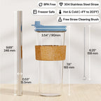Dodoko Reusable 24 oz Bubble Tea Cup with Lid and Straw - Iced Coffee Cup - Smoothie Tumbler to Go - Breeze Blue