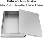 Metal Empty Boxes, Tin Boxes with Lid,Small Silver Tin Boxes,Stackable Organizer Containers,4PCS Storage Tin for Home Outdoor Active Storage Containers