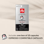 Illy Espresso Compatible Capsules - Single-Serve Coffee Capsules & Pods - Forte Extra Bold Roast - Notes Of Dark Chocolate Coffee Pods - For Nespresso Coffee Machines – 10 Count