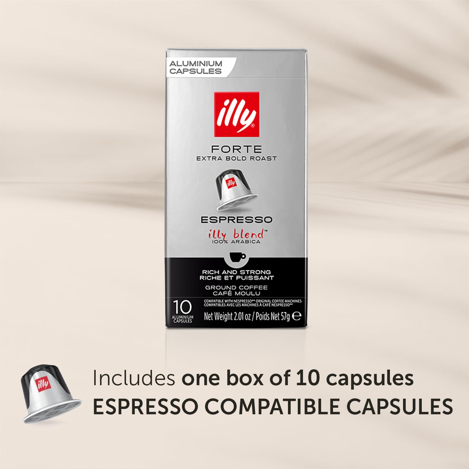 Illy Espresso Compatible Capsules - Single-Serve Coffee Capsules & Pods - Forte Extra Bold Roast - Notes Of Dark Chocolate Coffee Pods - For Nespresso Coffee Machines – 10 Count