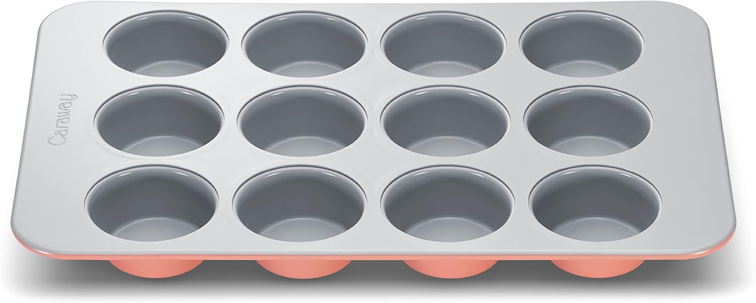 Caraway Non-Stick Ceramic 12-Cup Muffin Pan - Naturally Slick Ceramic Coating - Non-Toxic, PTFE & PFOA Free - Perfect for Cupcakes, Muffins, and More - Perracotta