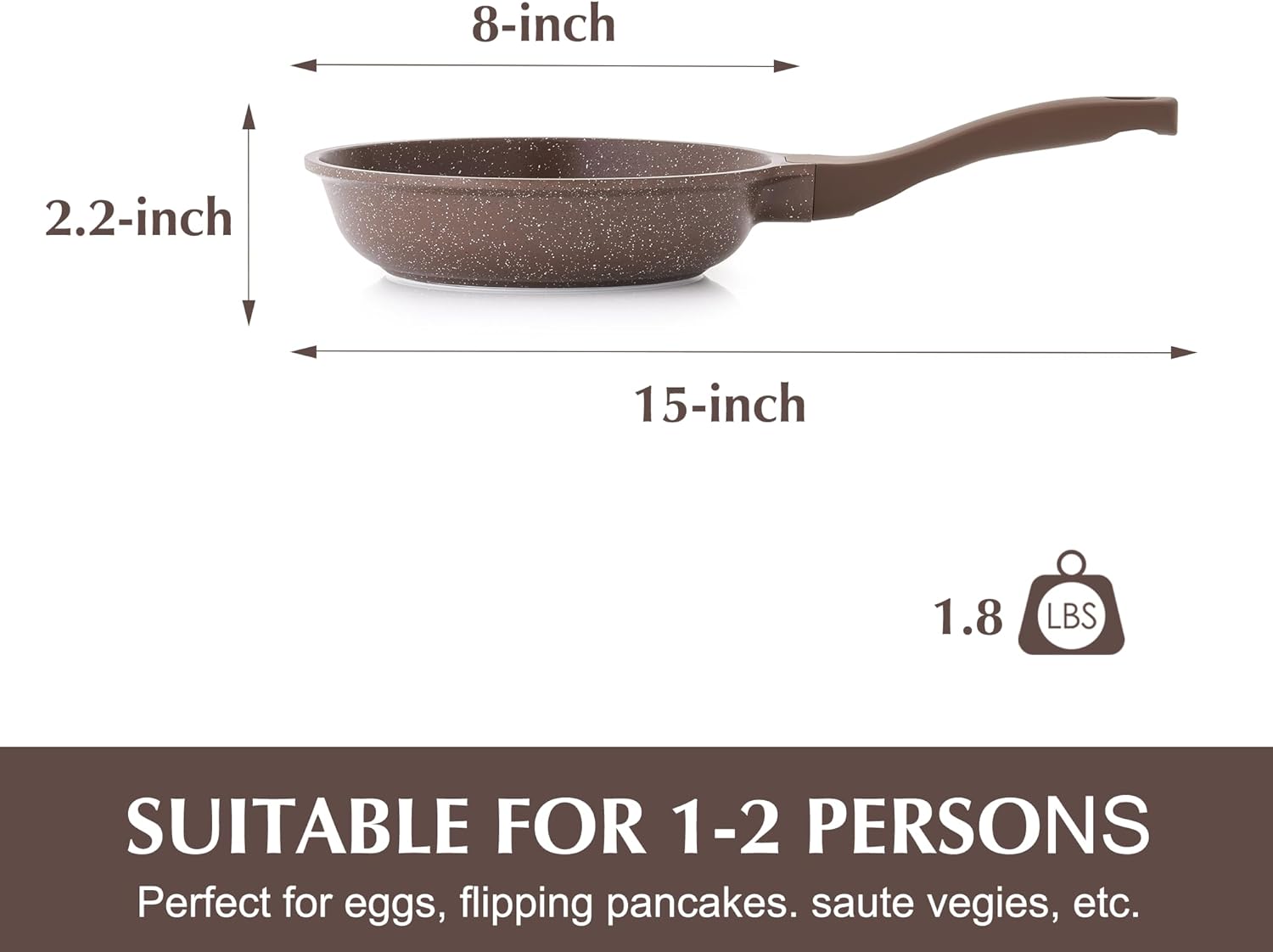 SENSARTE Nonstick Frying Pan Skillet, Non Stick Omelette Pan, Healthy Stone Cookware Chef's Pan PFOA Free, Toffee Brown (8 Inch)