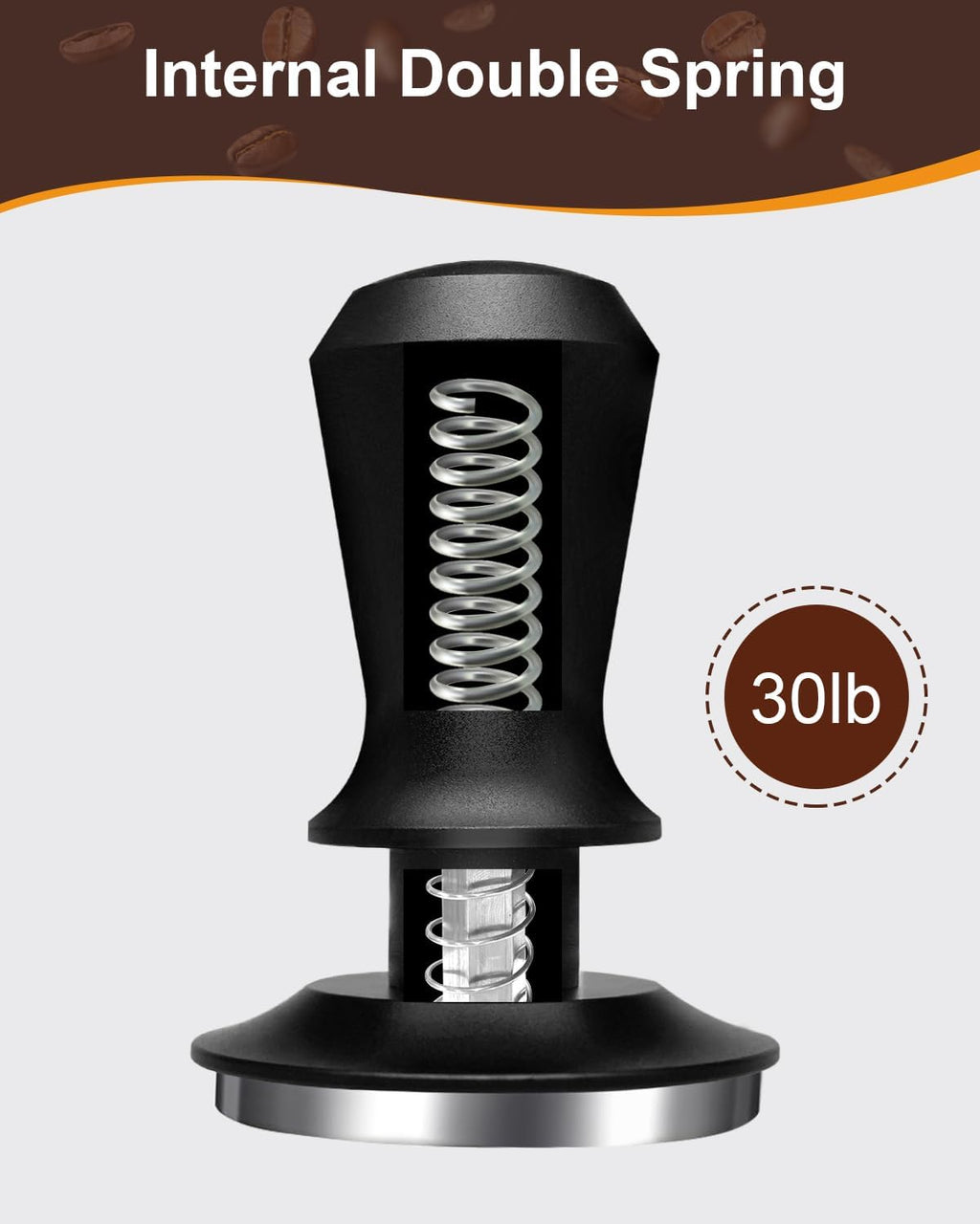 58mm Espresso Tamper, Coffee Tamper with 30lbs Spring Loaded, Espresso Coffee Tamper with Stainless Steel Ripple Base and Aluminum Handle Fits for E61,Breville and All 58mm Espresso Machines