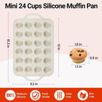 Mini Muffin Pan, Metal Reinforced Frame Mini Cupcake Pans 24 Cups Nonstick Muffin Silicone Molds with Handle for Baking Muffins, Cupcakes, Egg Bites 2 Pack