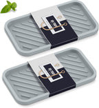 EG-SIPRO Kitchen Sink Organizer Tray,Sponge Holder for Kitchen Sink Bathroom Counter Tray Sponge Caddy Silicone Soap Holder for Soap Dispenser, Bottle, Dishwashing Accessories(2-Pack)