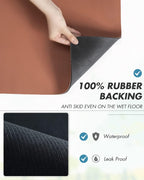 AMOAMI Coffee Mat - Hide Stain, Rubber Backed Absorbent Dish Drying Rack for Kitchen Counter - Dark Grey, Blue, 12''x19''