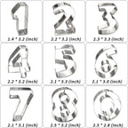 Number Cookie Cutters Shapes 9pcs, Sturdy Basic Biscuit Cutters Set with Dough Cutter, Metal Birthday Cookie Cutters for Holiday Baking Decorating