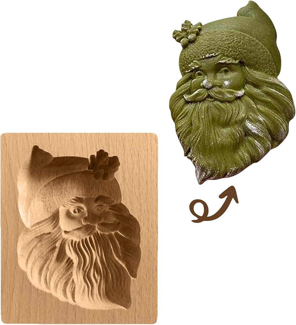 Wooden Cookie Biscuit Mold, 3D Baking Mold, Embossing Craft Decorating Baking Tool, Suitable for Halloween Thanksgiving Christmas Kitchen DIY (Old Man 10 * 8 * 2)