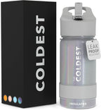 Coldest Insulated Water Bottle with Straw Lid - Stainless Steel Metal Insulated Bottle for Men & Women (Supernova Silver Glitter, 14 oz)