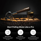 Crema Coffee Products 54mm Bottomless Naked Portafilter | Compatible with 54mm Breville Machines | Includes Double Shot Filter Basket | Walnut