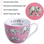 Premium 20 oz Bone China Elephant Hug Mug – Cute Elephant Design for Coffee & Tea, Ideal Holiday or Birthday Gift for Family and Friend, Designed in England by Harvest Green Studio