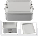 Metal Tin Box, Tinplate Metal Storage Tins Tea Container Rectangular Cookie Box With Lids For Storaging Cookies Snowflake Pastries Tea(M)