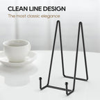 HONGYUTAI 3 Pack 8 Inch Plate Stands for Display Picture - Table Top Display, Decorative Metal Frame Holders for Book, Photo and Platter, Tabletop Art, Black