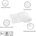 Silicone Dish Drying Mat for Multiple Usage,Easy clean,Eco-friendly,Heat-resistant Silicone Mat for Kitchen Counter,Sink,Bar,Bottle,or Cup White M 17 inches x 6 inches