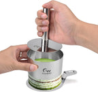 Guowall 4 pack Seamless Mousse Cake Ring set Stainless Steel 4 inch Round Food Mold Dessert Cutter for Baking (Includes 1 Lifter, 1 Pusher and 4 Rings)