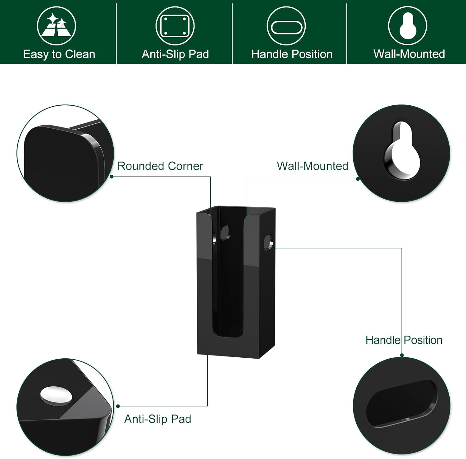 Disposable Coffee Cup Dispenser with Handles, Countertop or Wall Mount Hot/Cold Drink Cup and Lid Holder - Bathroom/Kitchen/Office Acrylic Cup Lid Storage Organizer (1 Compartment, Black)